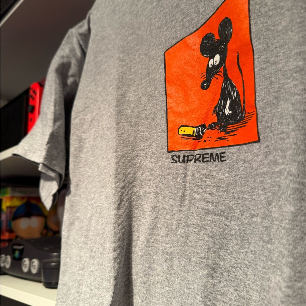 Supreme Gray T-Shirt with Cartoon Graphic